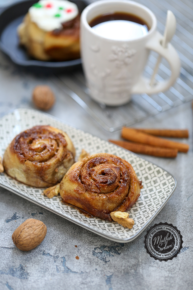 tarçınlı cevizli rulo çörek